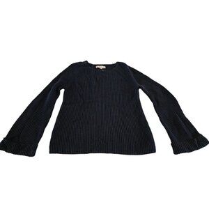NWT Loft Ann Taylor Womens Bell Cuff Sweater Size Medium Dark Navy Blue
